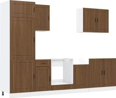 Produktbild von 7-tlg. Küchenschrank-Set Porto Braun Eichen-Optik Holzwerkstoff