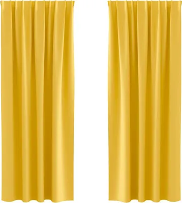 Image de vidaXL Rideaux occultants avec anneaux 2 pcs jaune moutarde 260 x 140 cm