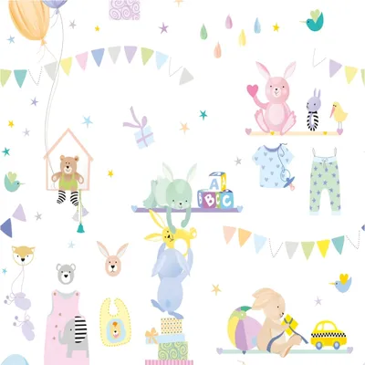 Produktbild von Fototapete Kinderzimmertapete M1-No.11602 | Vliestapete Tiertapete | Bunt | Lila | Wohnzimmer