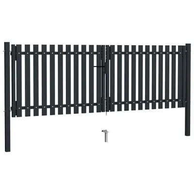 Image de vidaXL Portail de clôture à double battant en acier 306x150 cm Anthracite