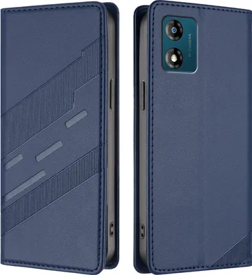 Produktbild von Hülle für Motorola Moto E13, Kunstleder Brieftaschen Handyhülle mit Kartenfach und Standfunktion Blau