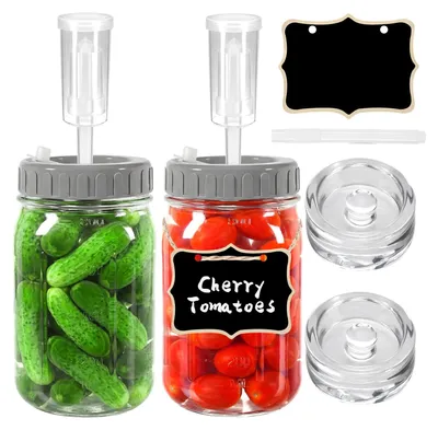 2 Fermentiergläser 1 L mit Luftschlössern & Gewichten