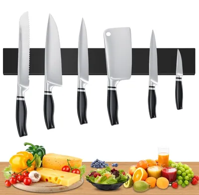 Obrázek produktu pro Magnetický držák na pravítko – pravítko z nerezové oceli 304 – samolepicí – silná magnetická síla – 47 x 4,7 x 1,7 cm – lepicí páska 3M VHB – páska na pravítko