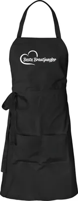 Produktbild von Huuraa Schürze Beste Brautjungfer Herz Schwarz mit Taschen Baumwolle Kochschürze Geschenkidee