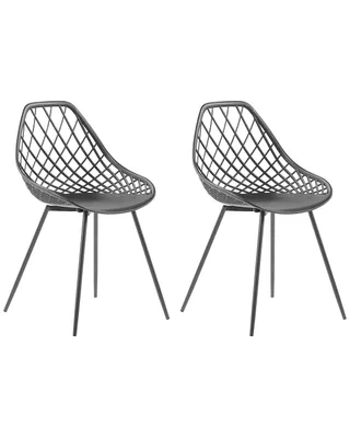 Obrázek produktu pro BELIANI Sada 2 jídelních židlí černá syntetická sedačka černé kovové nohy síťový design opěradlo moderní skandinávská