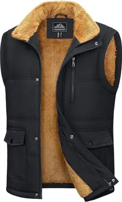 Produktbild von Herren Winter Fleeceweste mit Taschen, Stehkragen, warm gefüttert - Schwarz - Größe S