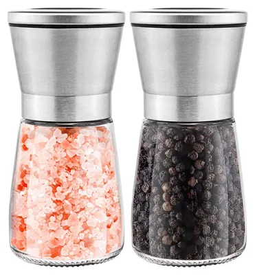 Produktbild von Salz- und Pfeffermühlen-Set, 2 Stück – Mit Keramikmahlwerk – Für Gewürze, Pfeffer, Salz und Chili – Edelstahl