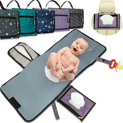 Image de Sac de voyage pour bébés et jeunes enfants, avec une pochette hygiénique XL pratique pour les déplacements, un compartiment antidérapant pour les lingettes humides, adapté à différentes tailles, organiseur de voyage