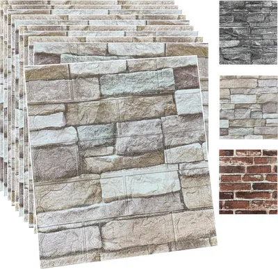 Produktbild von 3D-Wandpaneele aus Schaum - selbstklebend - 10 Stück - Felsfarbe