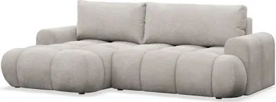 Image de Selsey Ombo Mini - Canapé d'angle convertible avec coffre de rangement et revêtement en tissu éponge, gris-beige, version gauche