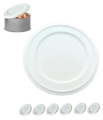 6er-Set wiederverwendbare Kunststoffdeckel für Konservendosen, rund, weiß