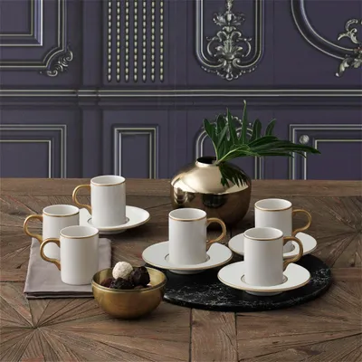 Produktbild von GÜRAL Camelia Kaffee-Set, 12-tlg, Bone Porzellan, 100ml