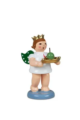 Produktbild von Holzfigur Engel mit Weihnachtsteller und Krone Höhe 6cm NEU