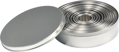 Image de 12 Pcs Acier inoxydable Coupeur de biscuits ronds en métal pour la pâtisserie Moules à anneaux pour la pâte à modeler Fondant Do