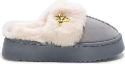 Produktbild von Damen Hausschuhe Gefüttert SlipOn Plüsch Schlappen Isoliert Slippers Meris Grau Gr.38