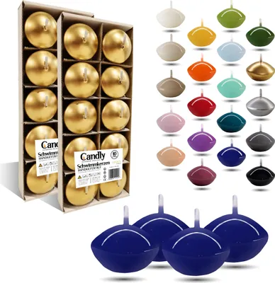 Immagine prodotto di CANDLY HANDMADE© 10x Candele galleggianti Premium Ø 45mm | San Valentino, Pasqua, Natale, Decorazione della casa, Candele, Candele per donne (Blu)