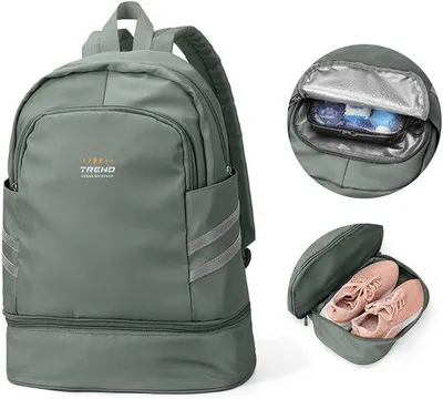 Produktbild von Sporttasche für Damen mit Schuhfach und Nassfach – Faltbare, große Reisetasche/Rucksack – Wasserdichter Tagesrucksack für Schule, Sport, Schwimmen und