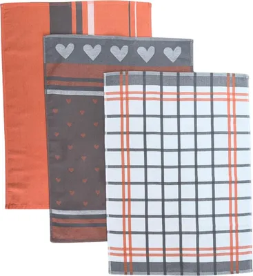 Obrázok produktu pre Extra savá utierka 50x70 cm Srdcia lososová/sivá 3 ks