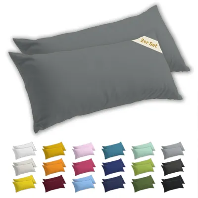 Zdjęcie produktu dla Zestaw 2 poszewek na poduszki dla osób śpiących na boku, 40x145 cm - 100% bawełna dżersejowa - Miękkie poszewki na poduszki i poszewki na poduszki z zamkiem YKK - Jasnoszary