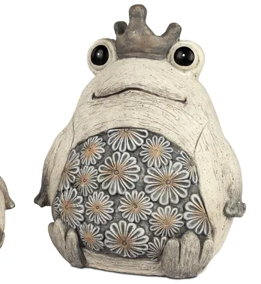 Produktbild von Dekofigur Froschkönig BLUMENDEKOR H. 38cm creme grau Formano WA
