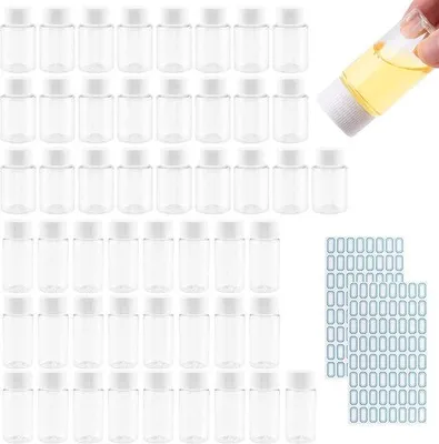 Zdjęcie produktu dla Zestaw butelek podróżnych - przezroczyste - 30 ml i 20 ml - wielokrotnego użytku, plastikowe butelki - do kosmetyków i podróży