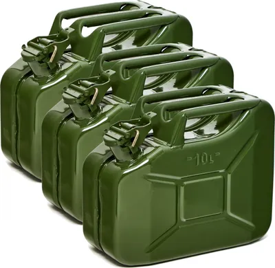 Produktbild von Oxid7® by BW Kraftstoffkanister Metall Benzinkanister 3x 10 Liter - Olivegrün RAL 6003 - UN-Zulassung - Hergestellt in Europa