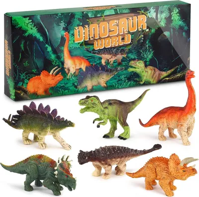 Produktbild von Realistische Mini Dinosaurier Figuren Spielzeugset 6 Stück für Kinder ab 3 Jahren Pädagogisches Lernspielzeug Ideal für Geburtstag Geschenke Sammler