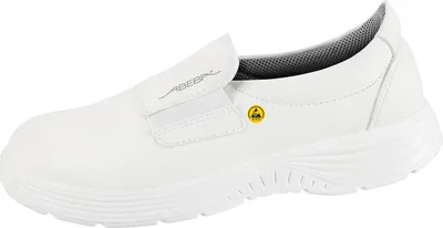 A white Abeba ESD-Slipper shoe is shown from the side against a white background.