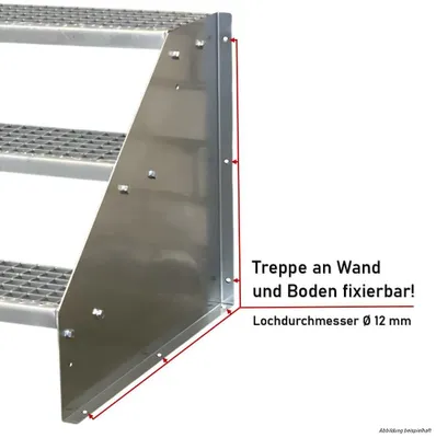 Produktbild von 1 Stufen Standtreppe Modell 1 verzinkt, Breite 80 cm, Höhe 20 cm ohne Geländer