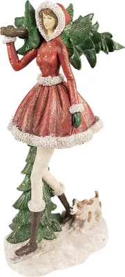 Produktbild von Clayre & Eef Figur Mädchen 25x17x43 cm Rot Grün Polyresin