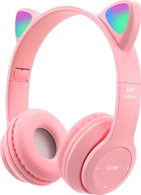 Produktbild von Słuchawki Bluetooth Cat Ear 5.0 Wireless Stereo Over-Ear Cat Kids Headphones LED RGB Light for Girls Kids Smartphone Laptop Tablet PC Game Console Pink Retoo