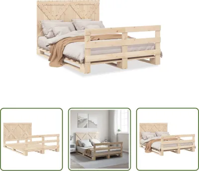 Produktbild von The Living Store Massivholzbett mit Kopfteil 160x200 cm Kiefer