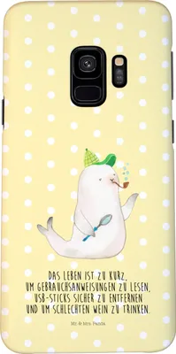 Produktbild von Mr. & Mrs. Panda Samsung Galaxy S9 Handyhülle Robbe Sherlock - Gelb Pastell - Geschenk, Handy Schutzhülle, Lustige Sprüche, Smartphone Hülle, Cover