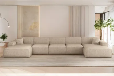 Produktbild von Wohnlandschaft Sofa U-Form CELES PREMIUM XL in Stoff Artico Beige