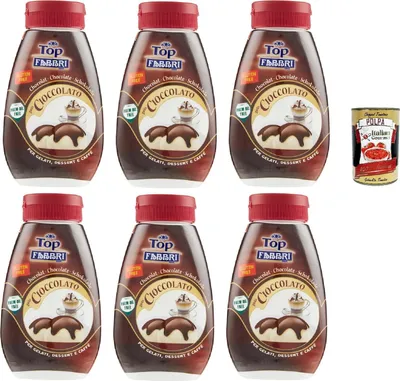 Produktbild von Fabbri Topping sauce Cioccolato Schokolade für Eis, Desserts und Kaffee 6x 225g Gluten-frei gebrauchsfertige Sauce + Italian Gourmet polpa 400g