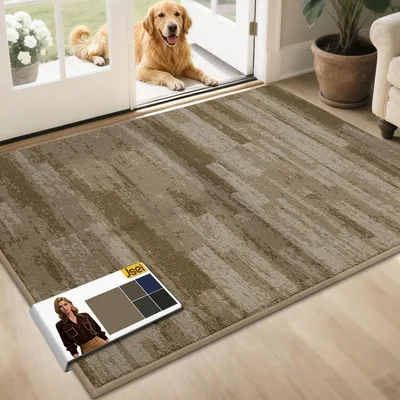 Image de Paillasson intérieur antidérapant, lavable, 80x120 cm, beige