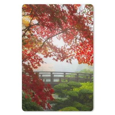 Produktbild von MuchoWow® Mauspad Mousepad Japanischer Ahorn - Bäume - Brücke - Natur - Japanisch 18x27 cm - Mousepads - Maus Mat - Pad - Mausunterlage