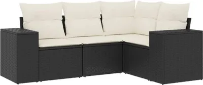 Obrázek produktu pro vidaXL 4dílná zahradní sedací souprava s polštáři Black Poly Rattan