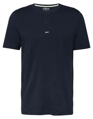 Produktbild von s.Oliver Herren Henley T-Shirt blau weiß Knopfleiste | 8186