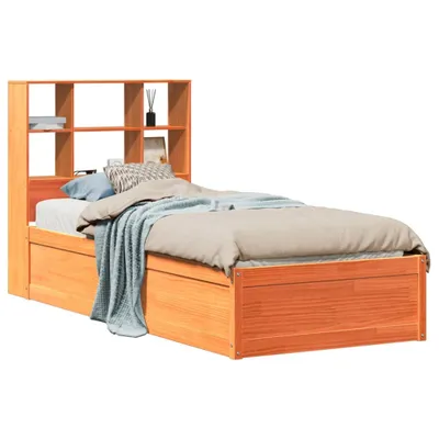 Produktbild von vidaXL Massivholzbett ohne Matratze Wachsbraun 100x200 Kiefernholz