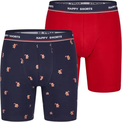 Produktbild von 2 Happy Shorts Jersey Trunk Lang Herren Boxershorts Pant Lebkuchenmann, Farbe:Lebkuchenmann - Gingerbread man, Grösse:M