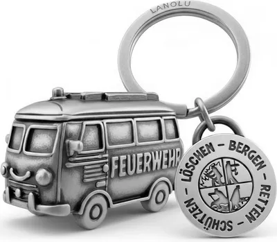 Produktbild von LANOLU Schlüsselanhänger Feuerwehrmann, Feuerwehr Geschenke für Männer, Glücksbringer Geschenke für Feuerwehrmänner aus Metall