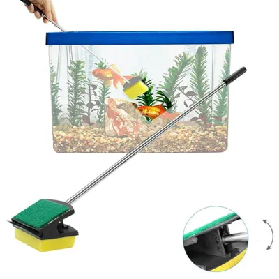 Produktbild von Aquarium Reinigungsbürste – 36 cm – Doppelbürste – Algenentferner – Aquarienbürste mit langem Griff – Glasreiniger – für Aquarium,Glastanks und Pflege