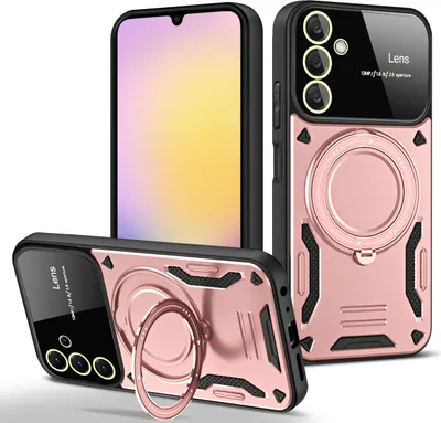 Produktbild von Rüstung Handyhülle für Samsung Galaxy A25 Dual-Layer Ringhalter Ständer Hülle Roségold