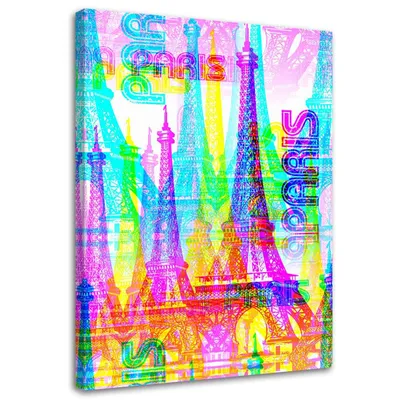 Produktbild von Leinwandbild neon-paris 70x100 cm Feeby farbe wandbild bereit zum aufhängen