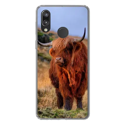 Produktbild von MuchoWow® Handyhülle Schutzhülle Hülle für Huawei P20 Lite (2020) Schottische Highlander - Gras - Steine Silikon Softcase Handy Hülle - Kartenhalter