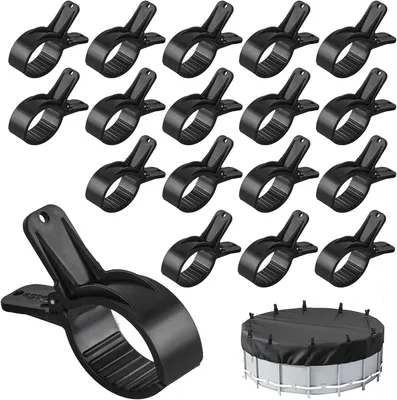 Productafbeelding van Zwembadklemmen 18 stuks, zwart, opening 5.3 cm en 7.5 cm, winteraccessoires voor zwembadafdekking