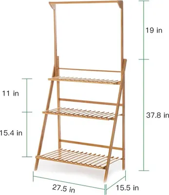 Immagine prodotto di Supporto per piante in bambù, scaffale a 3 livelli per fiori, pieghevole per interni ed esterni, ideale per balconi, terrazzi e soggiorni, dimensioni 70 x 40 x 96 cm