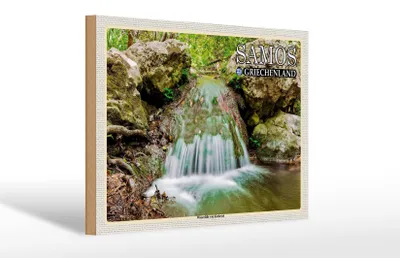 Produktbild von Holzschild Reise 30x20cm Samos Griechenland Wasserfälle Karlovasi