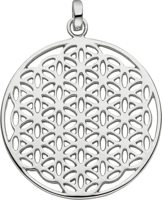 Produktbild von Anhänger 30,5mm runder Halsschmuck mit Ornament-Muster aus 925 Silber rhodiniert